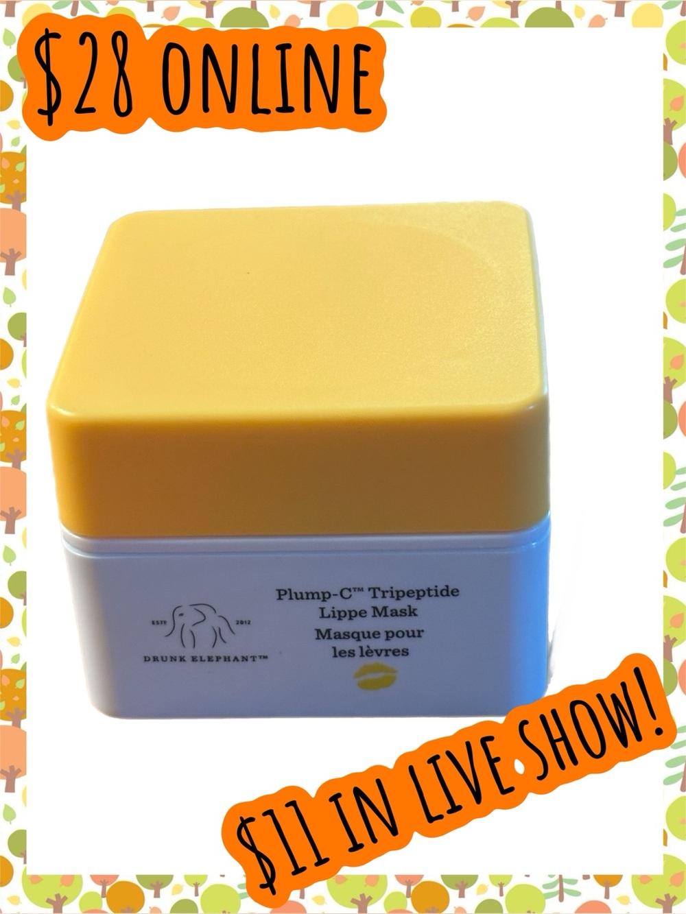 DRUNK ELEPHANT $28 ⢠Plump-C⢠Tripeptide Lippe Mask 0.7 oz / 20 g | Brand New